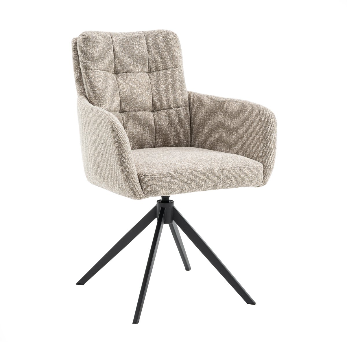Draaibare Eetkamerstoel Swag - Textiel / Metaal - Beige / Zwart - 63x89x63 cm (BxHxD) - ARS - Koudschuim
