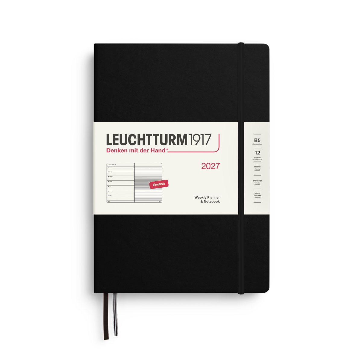 Leuchtturm1917 - 2027 - Weekly Planner & Notebook - B5 Composition 18x25cm - black - hardcover