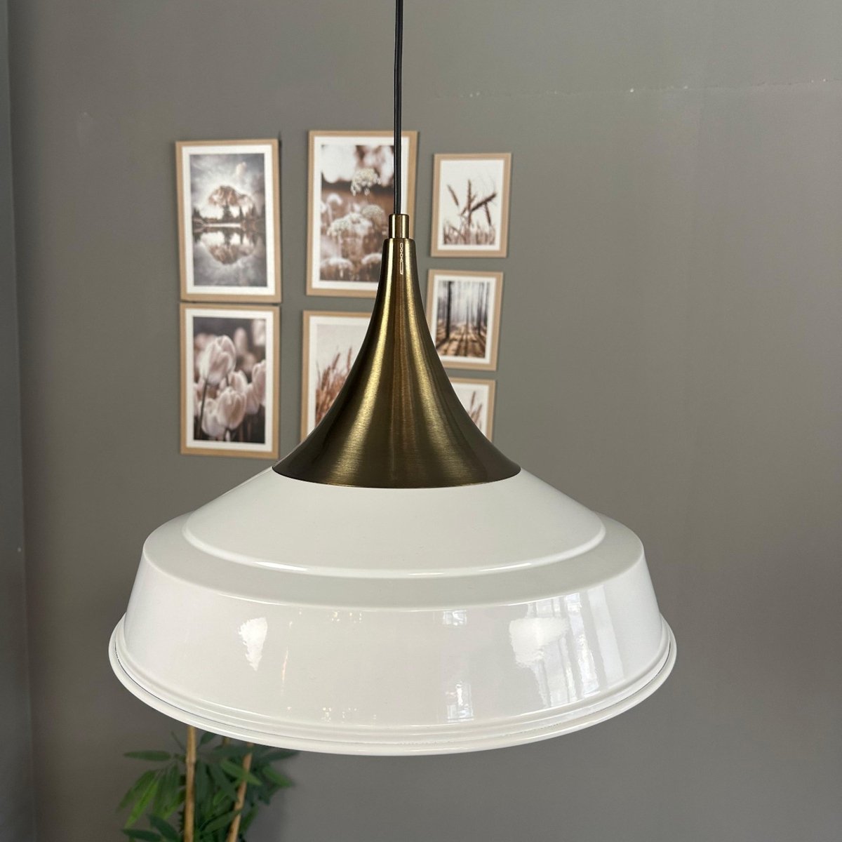 Bamyum Asletl hanglamp, industriële Modern stijl, Ø41 cm, wit metalen lamp