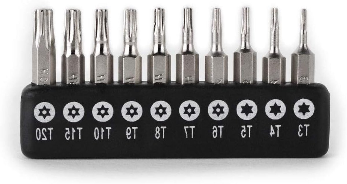 Torx Schroevendraaier Bits - Ster Bits - Precisie Werk - 10 Delige Set - 4mm Hex Shank - Zwart