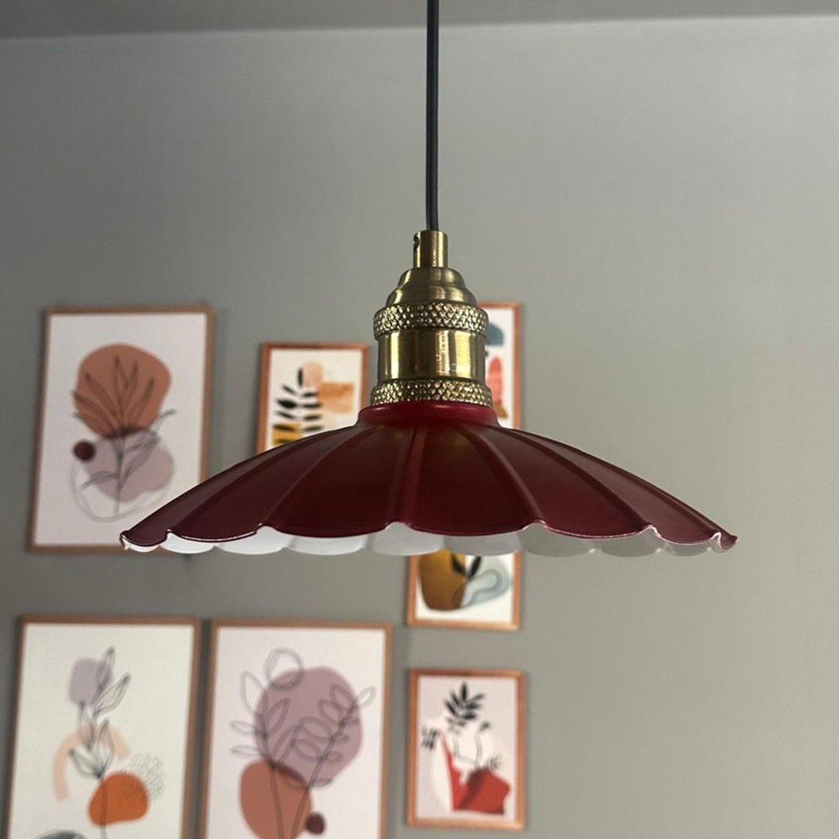 Bamyum Risso hanglamp, industriële Modern stijl, Ø35 cm, bordeaux metalen lamp