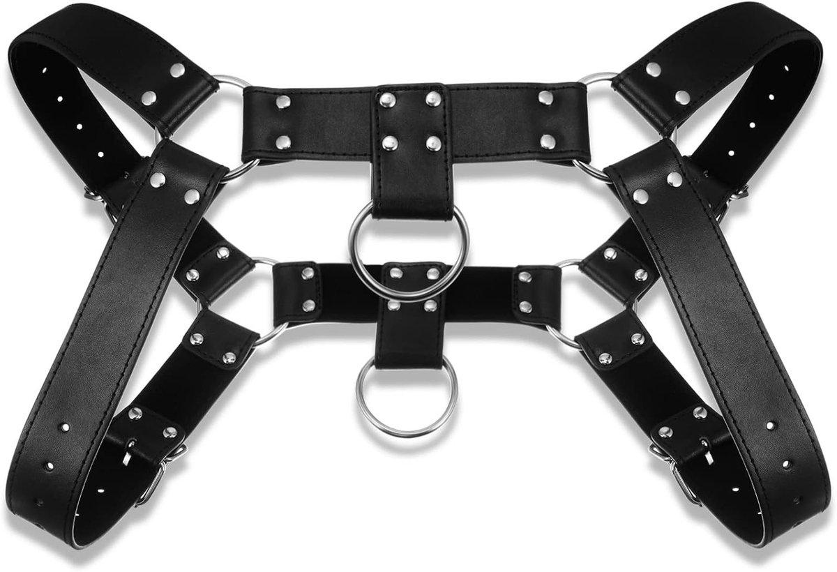 Verstelbare Borstband met Buckle Ring voor Punk Kostuums voor Mannen, Zwart, Perfect voor Halloween en Feestjes