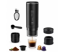 ITRONIQ Draagbare Espressomachine Met Accu - Draadloze Mini Koffiemachine 15 Bar - Voor Nespresso Capsules&Gemalen Koffie - Zwart