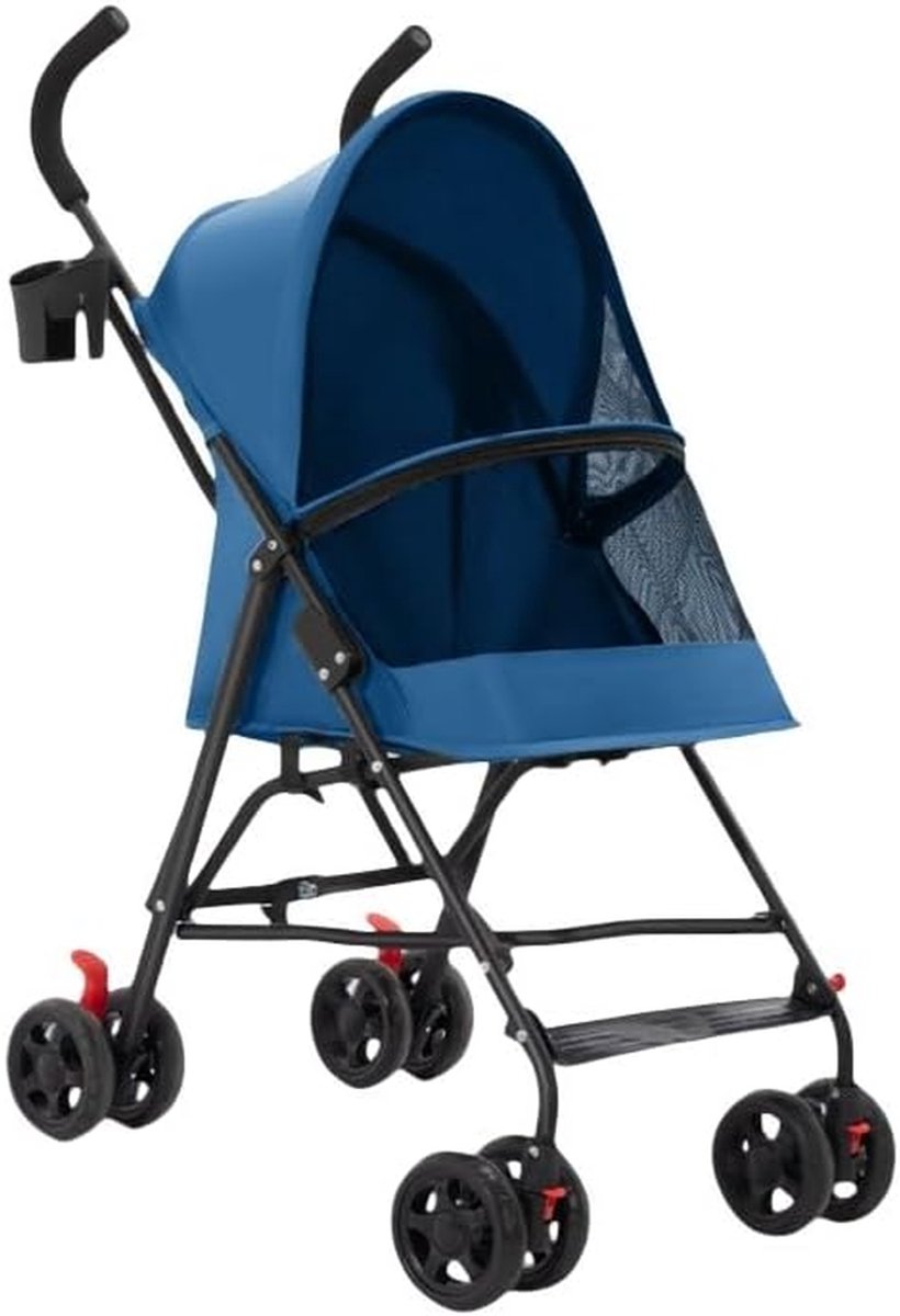 Huisdieren kinderwagen - Reisbuggy - Comfortabel reizen - Opvouwbaar ontwerp - 97 x 45 x 55 cm - Blauw