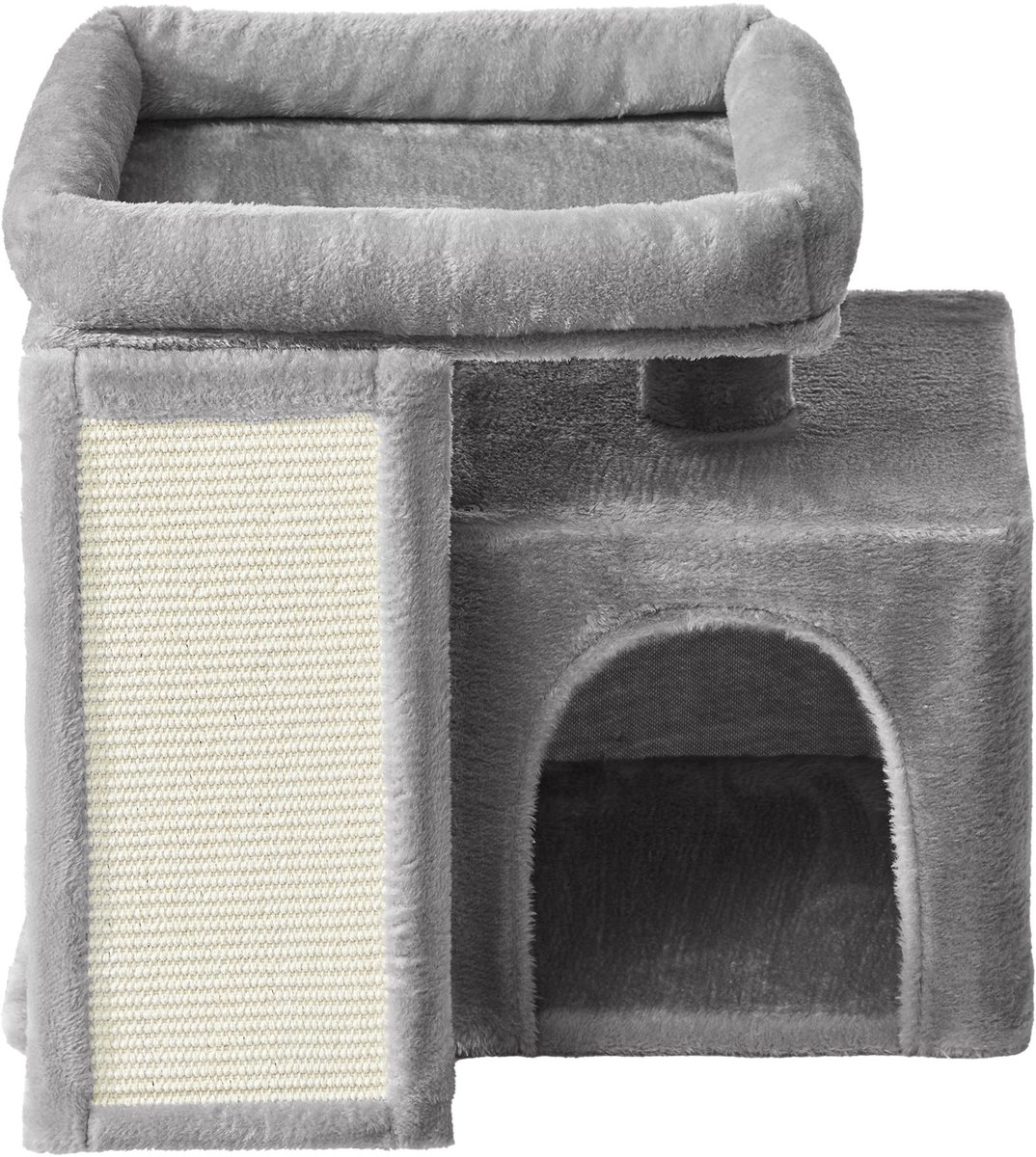 Kleine krabpaal - Krabpaal met krabplank - Kattenmand en platform - 51 x 39,2 x 46,4 cm - Lichtgrijs