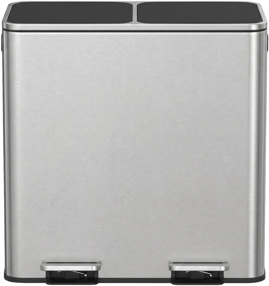 Prullenbak - 2 x 40 liter - 2 compartimenten - 64,5 x 40,4 x 63,5 cm - Zilver
