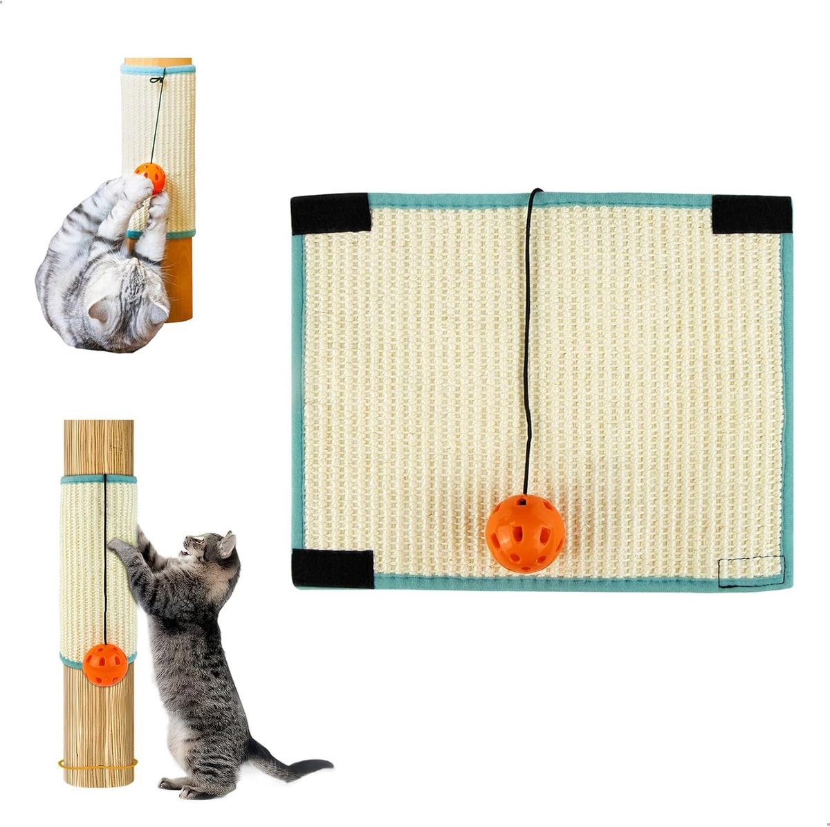 Kattenkrabpaal voor Binnen met Sisal - Bescherming voor Tafelpoten en Meubels - 32 x 25 cm Zwart
