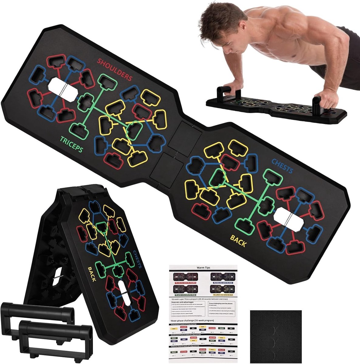 Folding Push Up Board met Handvat - 12-in-1 Multifunctioneel Calisthenics Apparaat voor Thuis, Volledige Lichaamstraining en Effectieve Spieropbouw