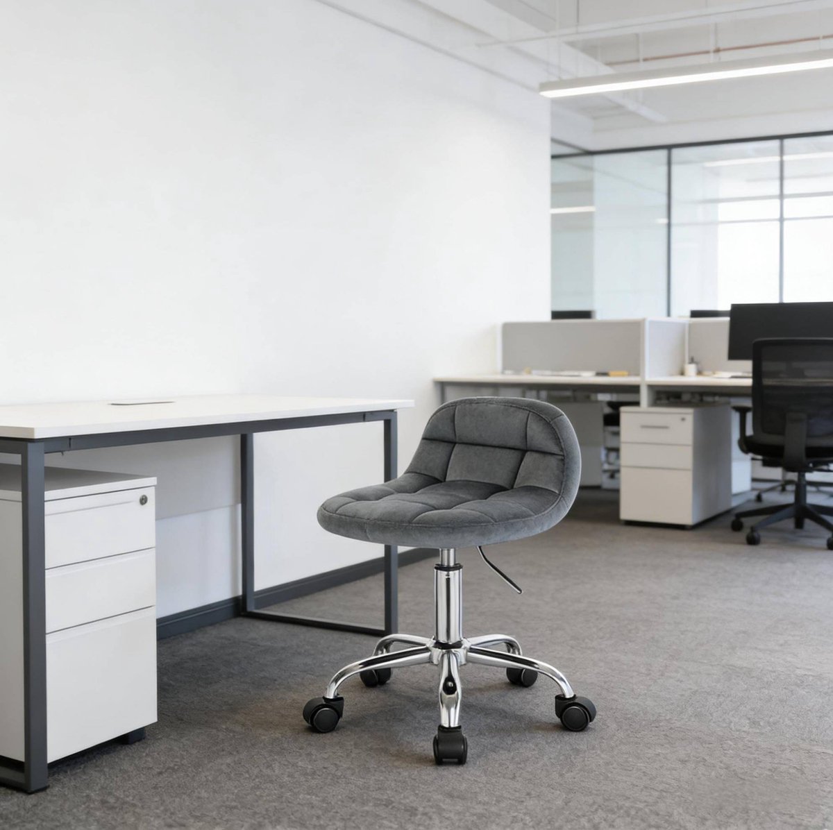 COVREO Bureaustoel 56,5-68 cm donkergrijs, velvet, draaibaar met wielen