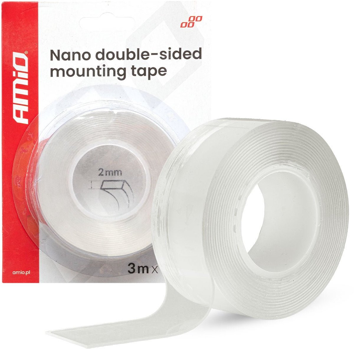 AMiO Herbruikbare Dubbelzijdige Nano Montagetape - Transparant 30mm x 3m x 1mm
