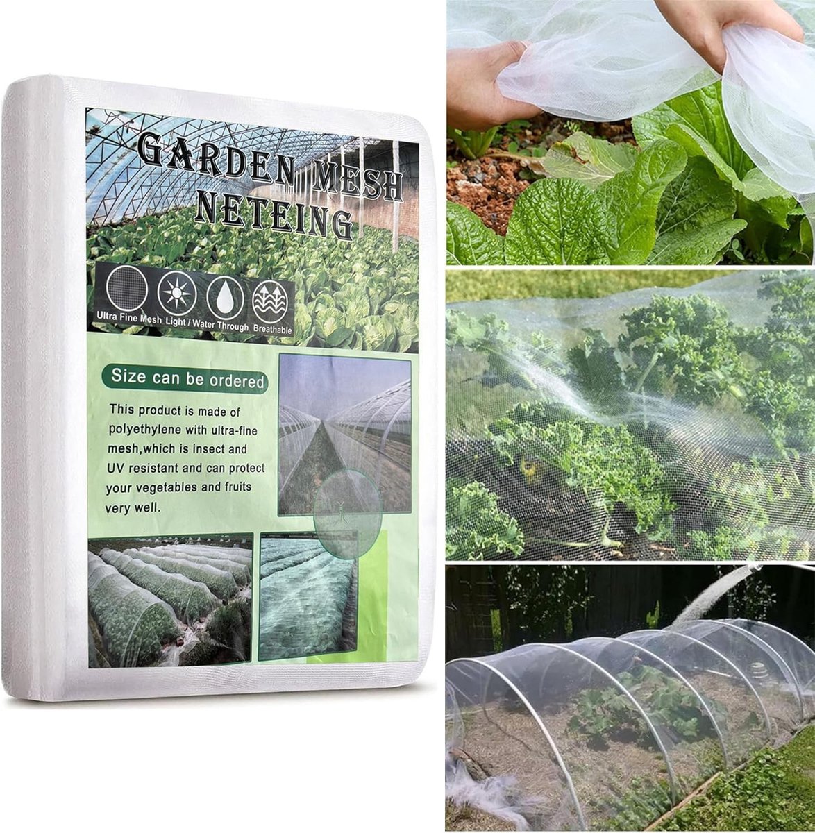 Insectengaas Tuin 3 x 10 m - Fijnmazig PE Plantennet - Beschermt Groenten en Fruit - Herbruikbaar - Voor Tuin en Moestuin
