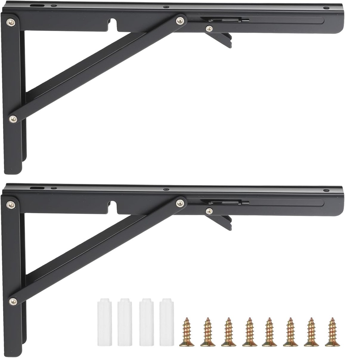 Vouwconsole Set van 2, 90 Graden Hoeksteun, Zware Last, Wandmontage voor Planken en Tafels, 300 mm