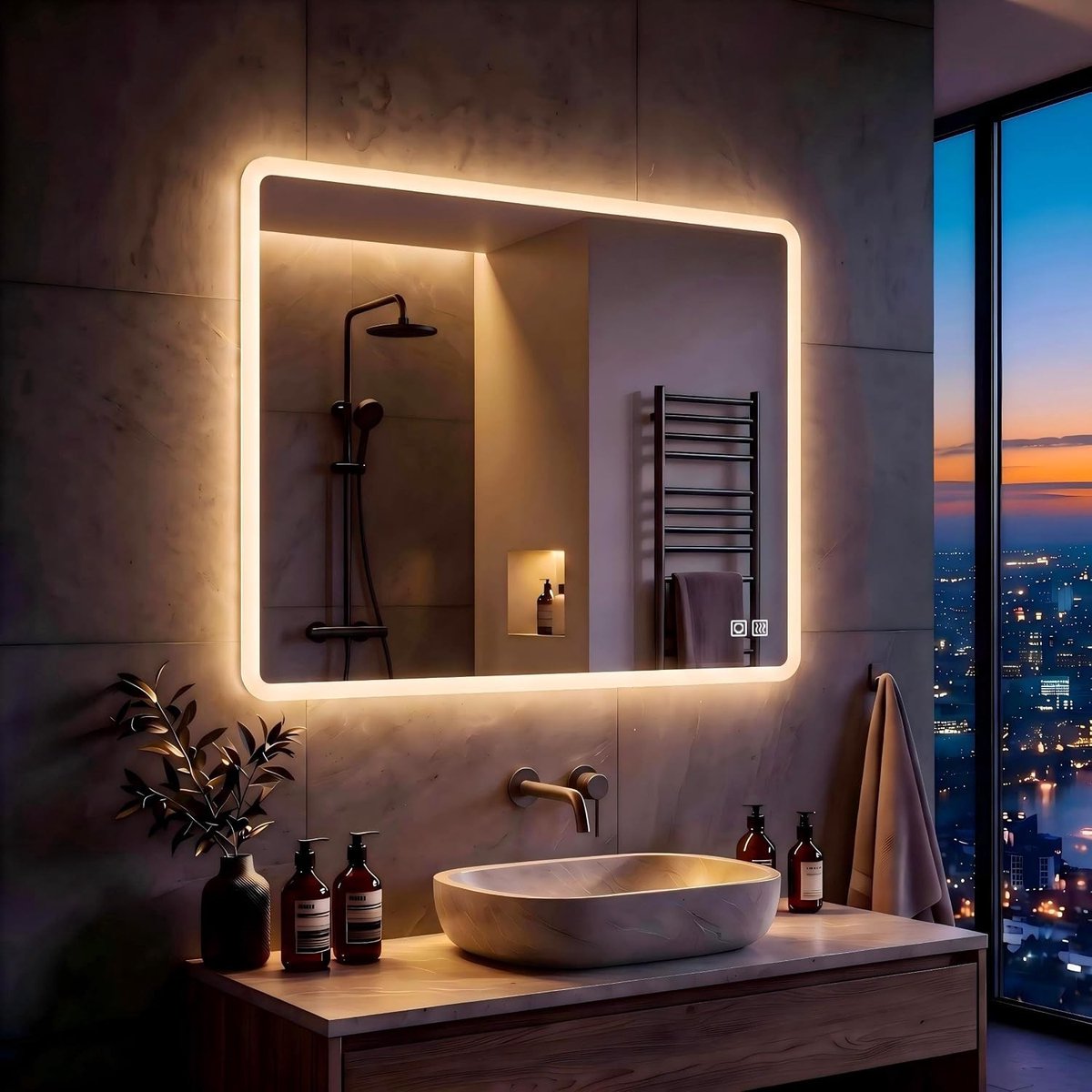 Badkamerspiegel - Glas - LED Verlichting - Dimbaar - Voor Badkamer