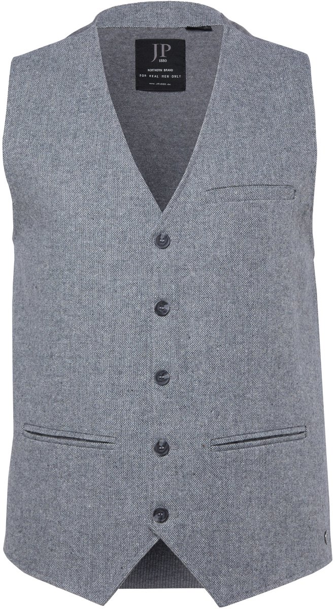 JP 1880 - Heren - Gilet wolmix gebreid achterpand tot 8XL - Muisgrijs - Maat 7XL
