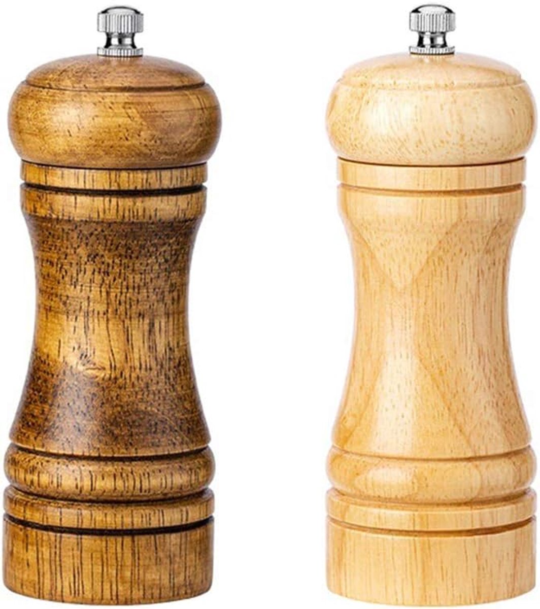 Verstelbare pepermolen, handmatig van hout, keramische kern, kruidenmolen, 2-delig, 12,7 cm, pepermolen voor professioneel en privégebruik in de keuken