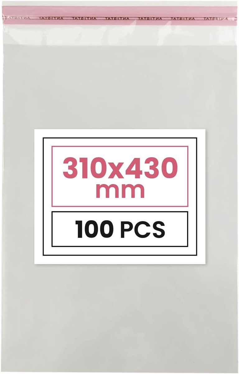 100 polyzakken glanzend 31x43cm klep 3cm Peel & Seal PP zelfklevende plastic doorzichtige cellofaan voor kleding cosmetica juwelen foto