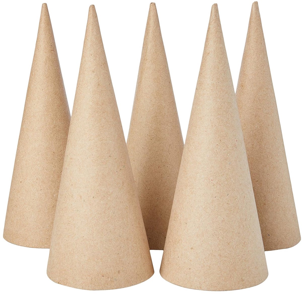 265061 5-delig 20 cm Papier Mache Kegels, Beige