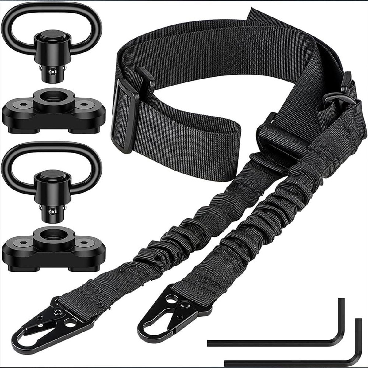 Rifle Sling Two Point Slings Verstelbare Lengte Geweer Sling voor Geweer met 2 Pack Sling Swivel voor M-Rail (ZWART)