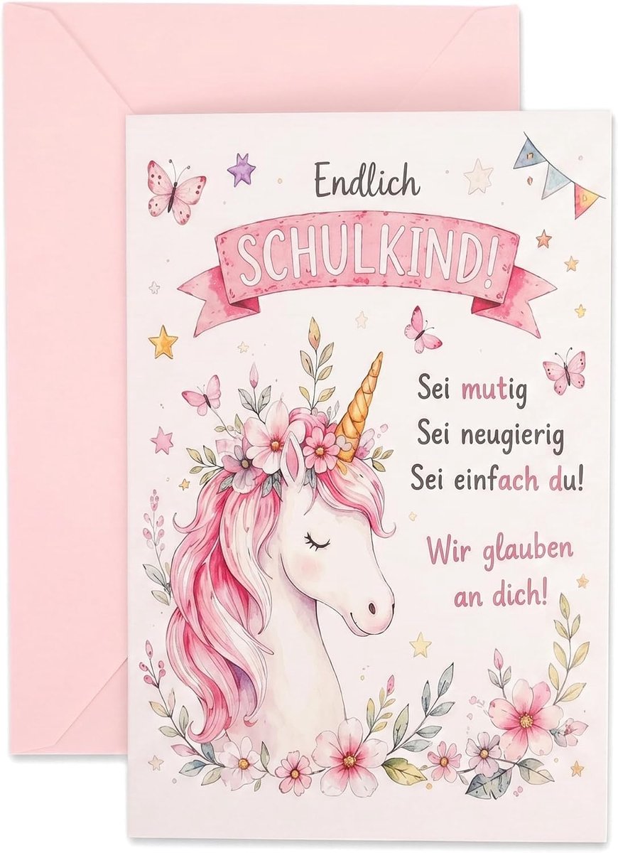 2026, Felicitatiekaart Met Envelop Voor Schoolstart, Hartelijk Cadeau Voor Schoolingang, Geschikt Voor Meisjes En Jongens Eerste Schooldag (pink)