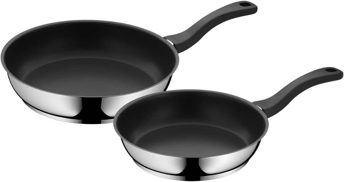 Lìon® Pannenset - 2 Stuks Pannen - Geschikt voor Alle Warmtebronnen - Zwart en Zilver - 51cm x 29cm x 6cm