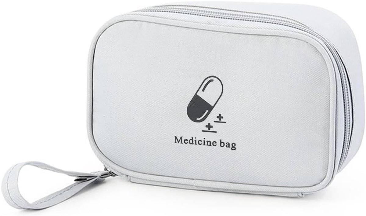 draagbare mini-EHBO-tas, EHBO-set, EHBO-doos, medicijnbox, medicijnbox (grijs, klein)