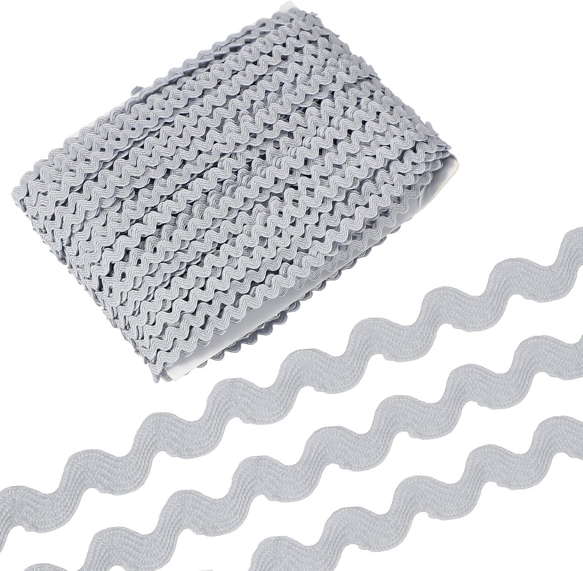 44 Yard Rick Rack sierlint, 3 mm, golfvorm, buigzame franjes, golfband, om te naaien, doe-het-zelf kleding, geschenkverpakking, bruiloftsfeest, decoratie, grijs