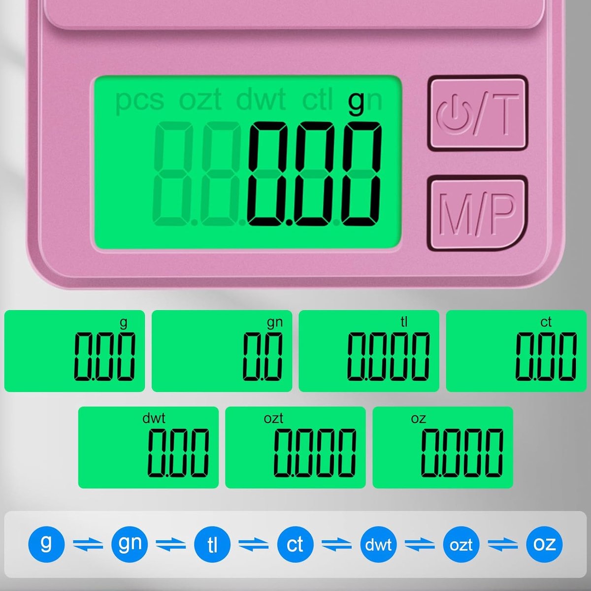 Digitale gramweegschaal, 7 eenheden, precisie-mini-weegschaal, multifunctionele muntweegschaal, keuken- en levensmiddelenweegschaal