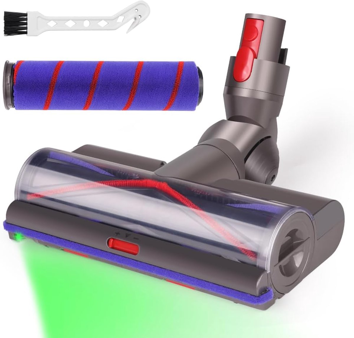 Laymi-borstel voor Dyson V7 V8 V10 V11 V15 stofzuiger met LED-lampjes voor tapijt en harde vloeren gladdere wielen V-vormige turboborstelrol en zachte rol Gemakkelijk verwijderen en installeren