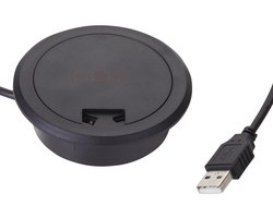 SOTECH Wireless Charger WLC-03 (zwart, Ø 73 mm) USB desktop lader zonder netvoeding om in te bouwen in meubels Inductielader voor smartphones met Qi-technologie