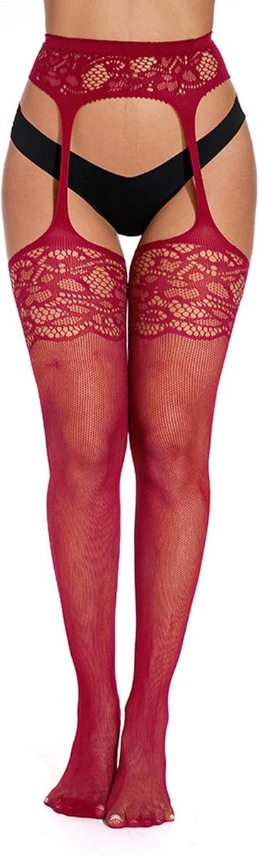 Visnetkousen voor dames, hoge taille, mesh panty, jarretel, kerstbroek, dijen, hoge kousen, grote maat, visnet, één maat