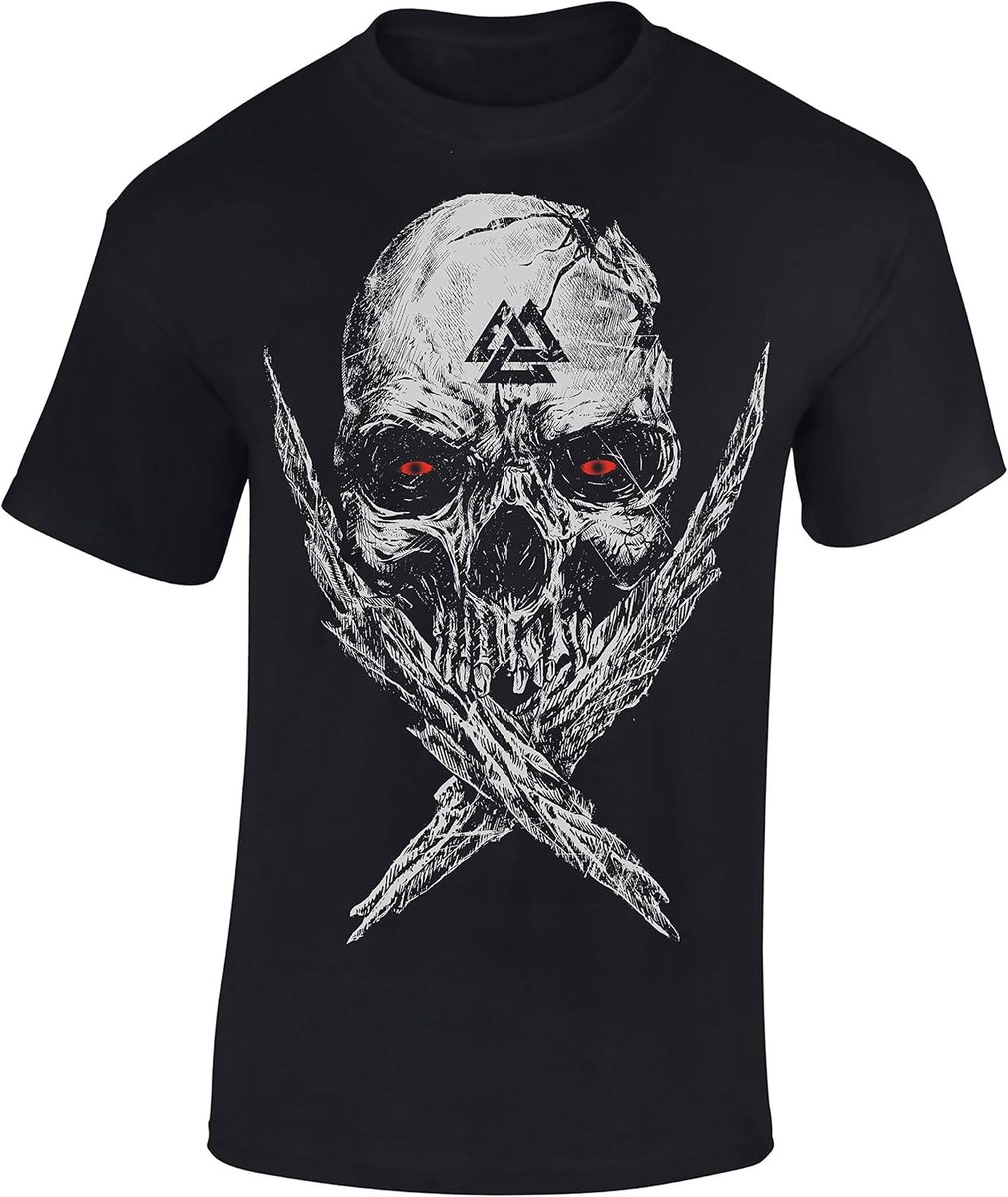 T-Shirt: Valknut Skull - Viking-shirt voor heren dames heren heren dames mannen vrouwen - Noorwegen Thor Wotan Odin - Viking-s - Metal LARP Bike-r - Thorshammer Mjölnir - Gotter - cadeau-idee
