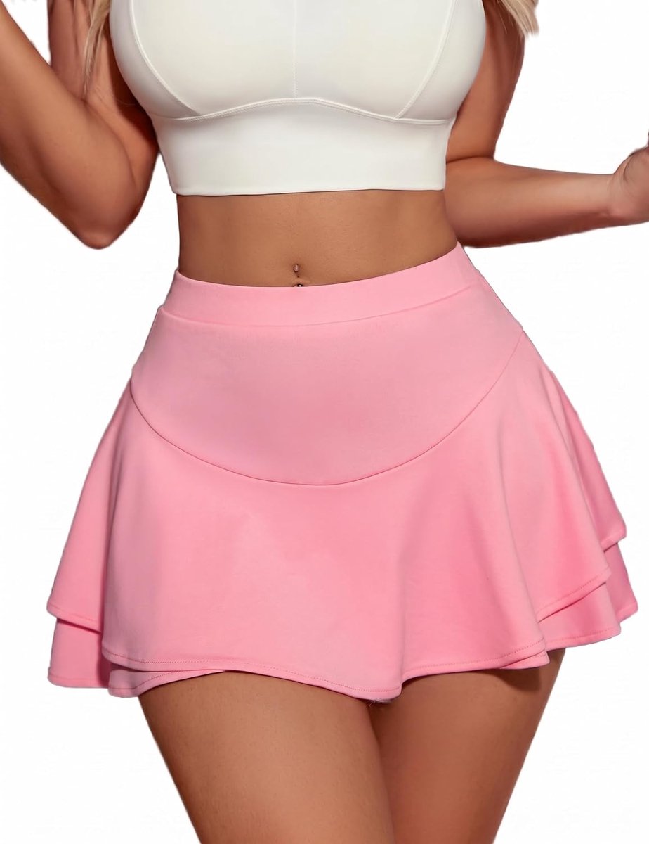 Mini rok voor vrouwen sexy effen ruches trim lingerie rok korte hoge taille twee lagen zoom geplooide rok dames