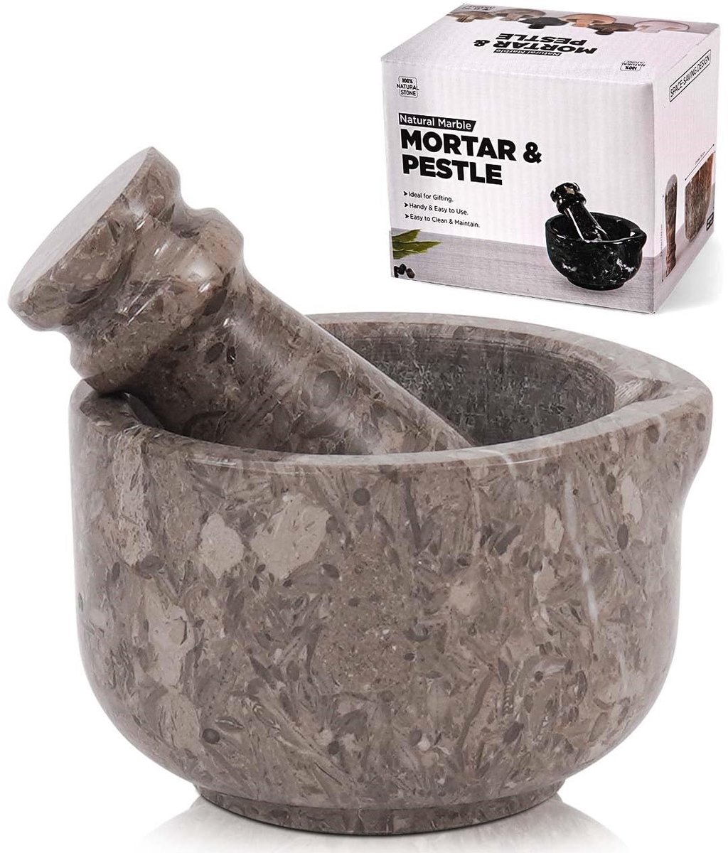 Marmeren mortier en mortierset, 7,6 cm, oceaans, handgemaakt, kleine kruidenmolen voor keukenaccessoires en decoratie, steenpil crusher fijn poeder, kruidenmolen en