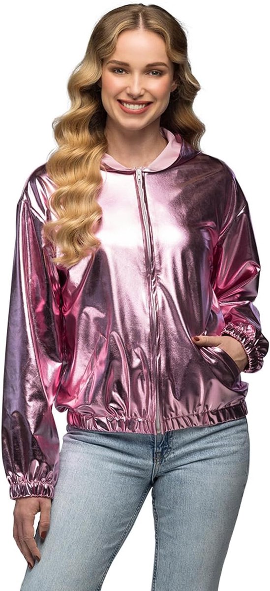 - Veste Rave au look métallisé | Veste de survêtement rétro pour déguisements, carnaval et soirées à thème