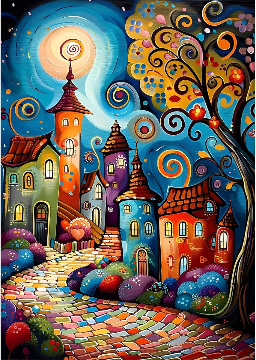 Diamond Painting, landschap, 5D diamond painting, afbeeldingen voor volwassenen, fantasie, doe-het-zelf diamantschilderset voor wanddecoratie, 30 x 40 cm