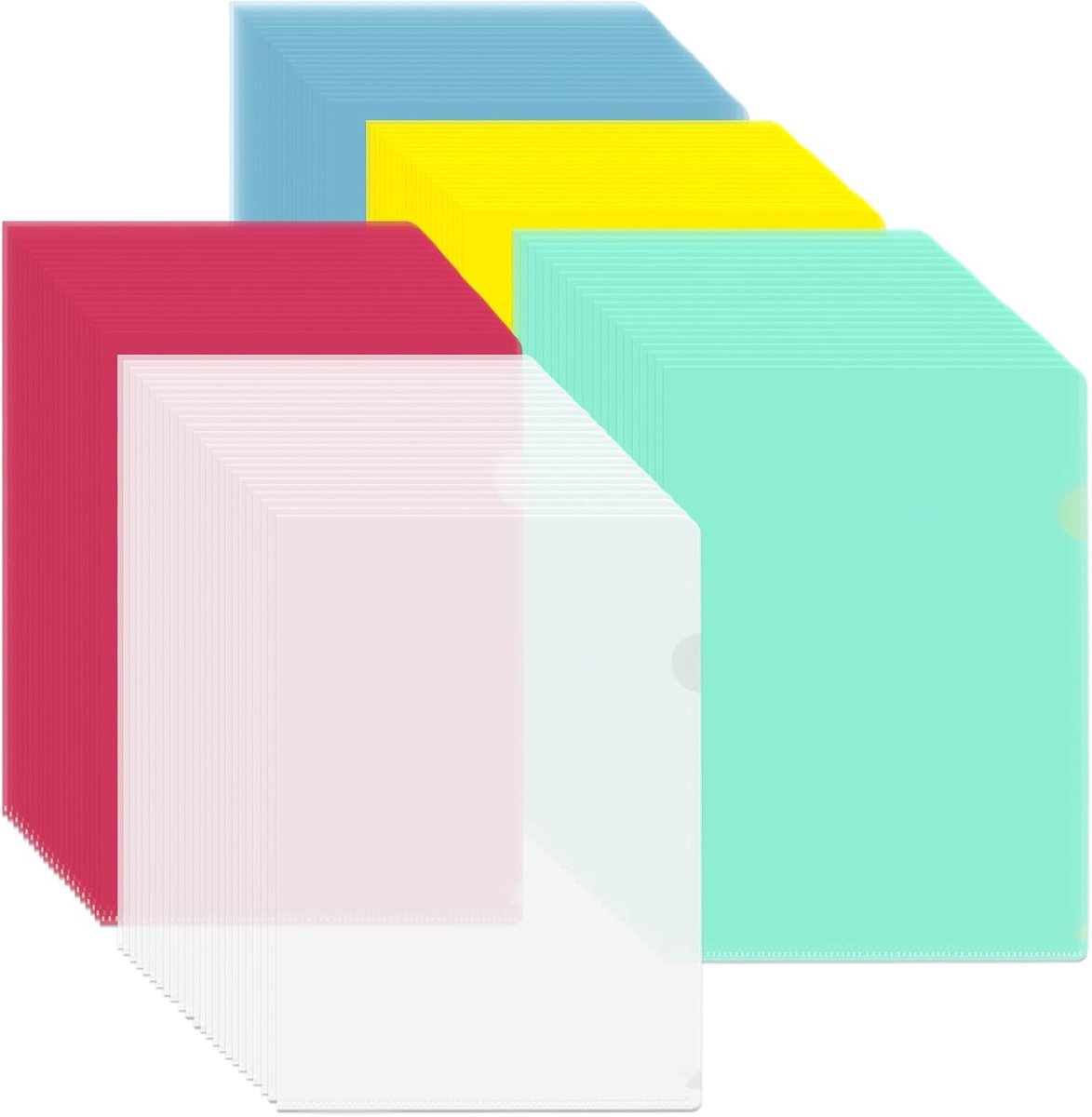 100 stuks, 22 x 31 cm, A4-formaat, documentenhoezen van PP-kunststof, documentenmap voor het opbergen van papier, mappen en kantoor