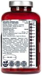 Rode plastic pot met etiket. Bevat 75 doseringen van 2 tabletten magnesiumcitraat, 400 mg per dosering. Vegan, glutenvrij, suikervrij.