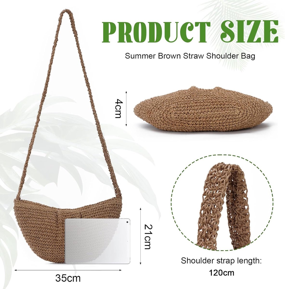 Stro Crossbody Tas Vrouwen Zomer Boho Chic Raffia Hobo Schoudertas voor Strand Vakantie Reizen