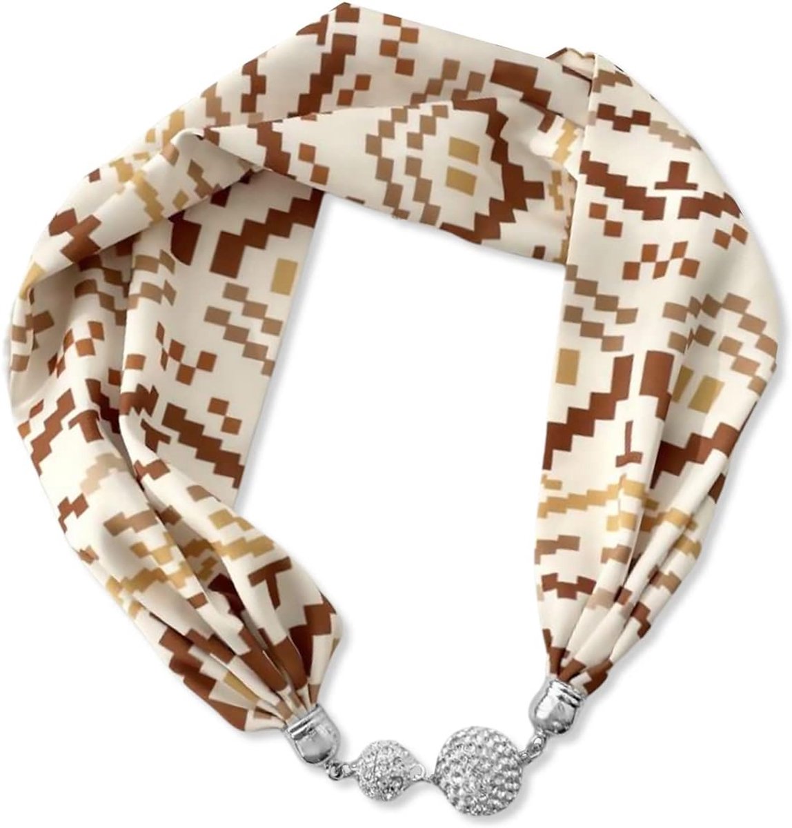 Vrouwen Mode Zijden Sjaal Ketting Handig Magnetische Gesp Met Bling Strass Kleine Smalle Halsdoek Decoratieve Sleutelbeen Ketting Sieraden Hals Sjaal Hoofdtooi Haarband Hanger Sjaal