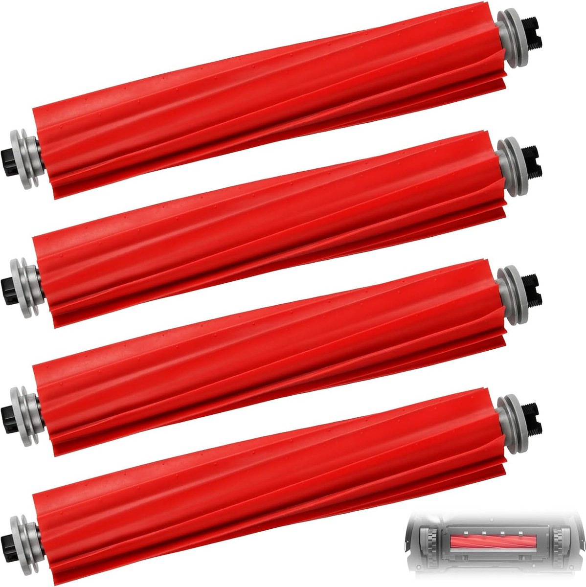 4 stuks hoofdborstel voor Roborock S7 / S7+ / S7 MaxV / S7 Max Ultra / S7 MaxV Plus / S7 MaxV Ultra / S7 Pro Ultra / Q7/ Q7+ / Q7 Max / Q7 Max+ / Qrevo serie stofzuigers, vervangende onderdelen rollen