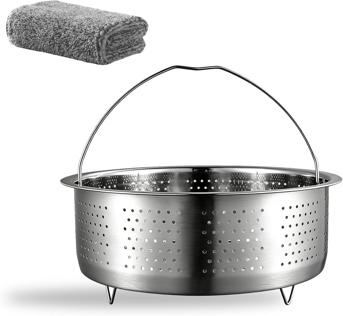 für Topf, met reinigingsdoek, dampgarer inzet roestvrij staal, zeef inzet voor töpfe kooktöpfe, snelkookpan voor stomen
