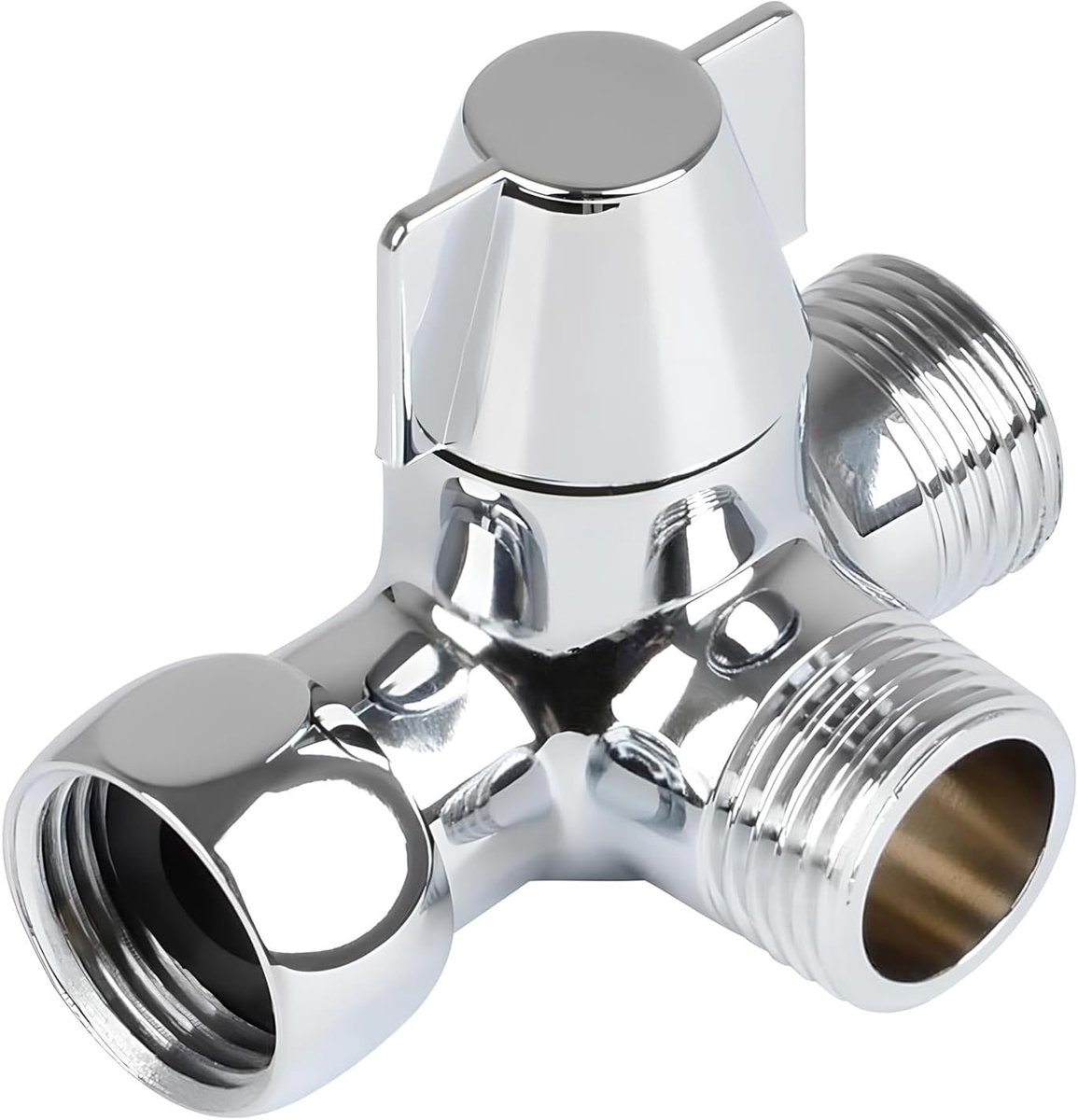 omvormingsventiel, omschakelventiel badkamer, 3-weg douche, omschakelventiel, G1/2 inch massief messing doucheschakelaar, gepolijst chroom, voor douchespray, toiletten, bidet
