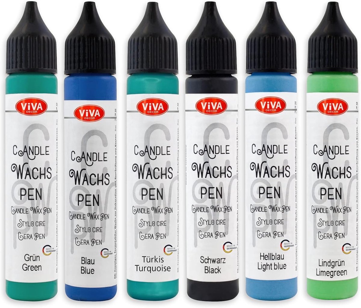 LM-Kreativ Viva Decor Candle Pen - kaars verf pennen set Fruit - 6 kleuren - 28 ml - op waterbasis en geurloos