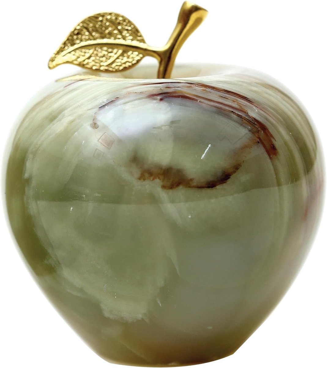 Marmeren Decoratie Stuk Groen Onyx 7,6 cm Handgemaakte Appel Papiergewicht Huisdecoratie voor Kantoortafeldecoratie & Studiekamerdecoratie Papiergewicht