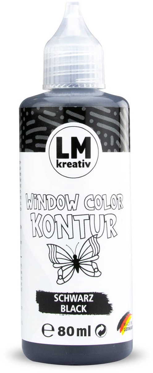 LM-Kreativ Window Color konturverf - raamverf - 80 ml - zwart Contour Black