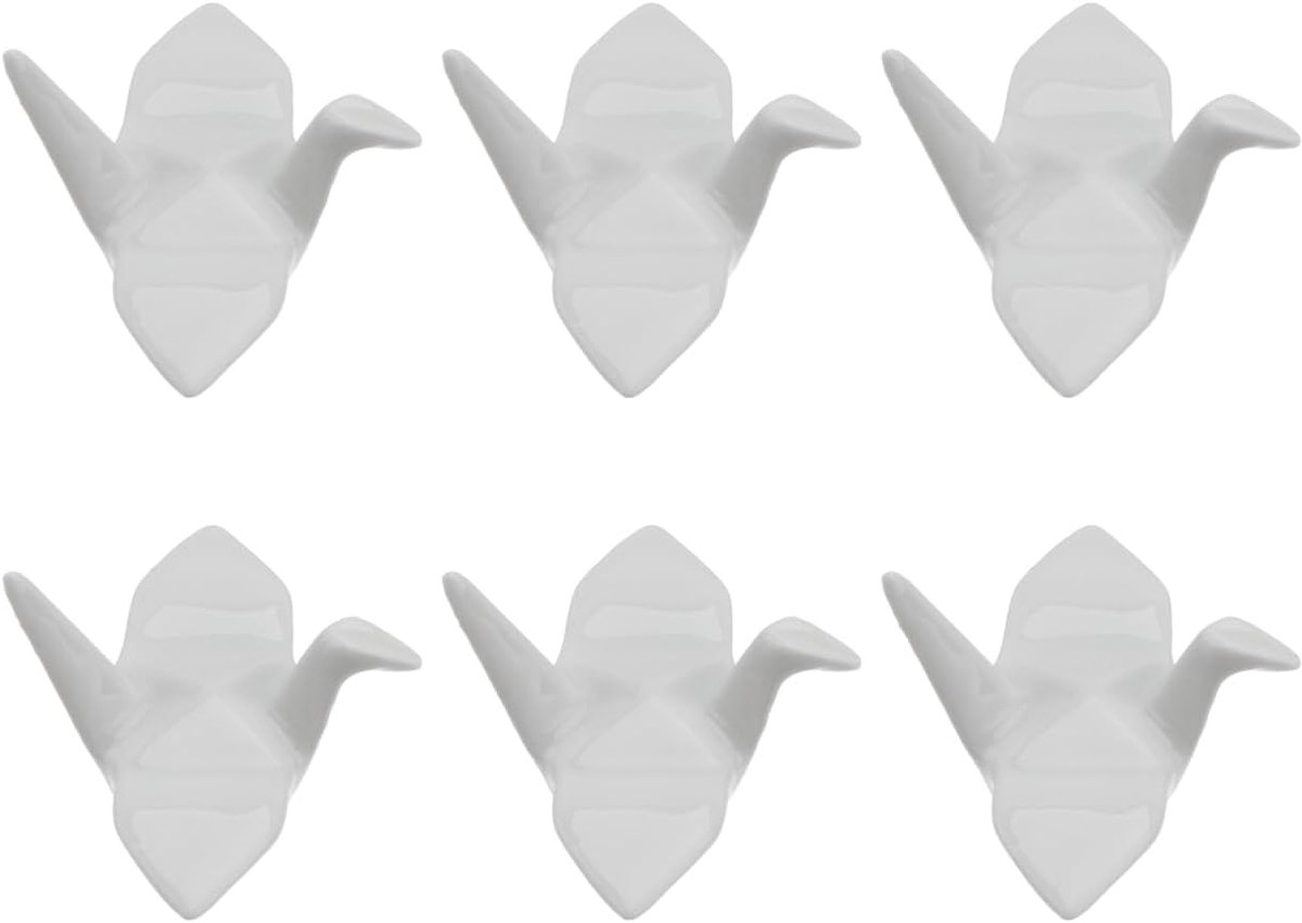 6 Stks Japanse Stijl Keramiek eetstokjes Rest Handgemaakte Duizend Papier Kraan eetstokjes Houder Vork Mes Houder Rek - 5.5x5x3cm (Wit)