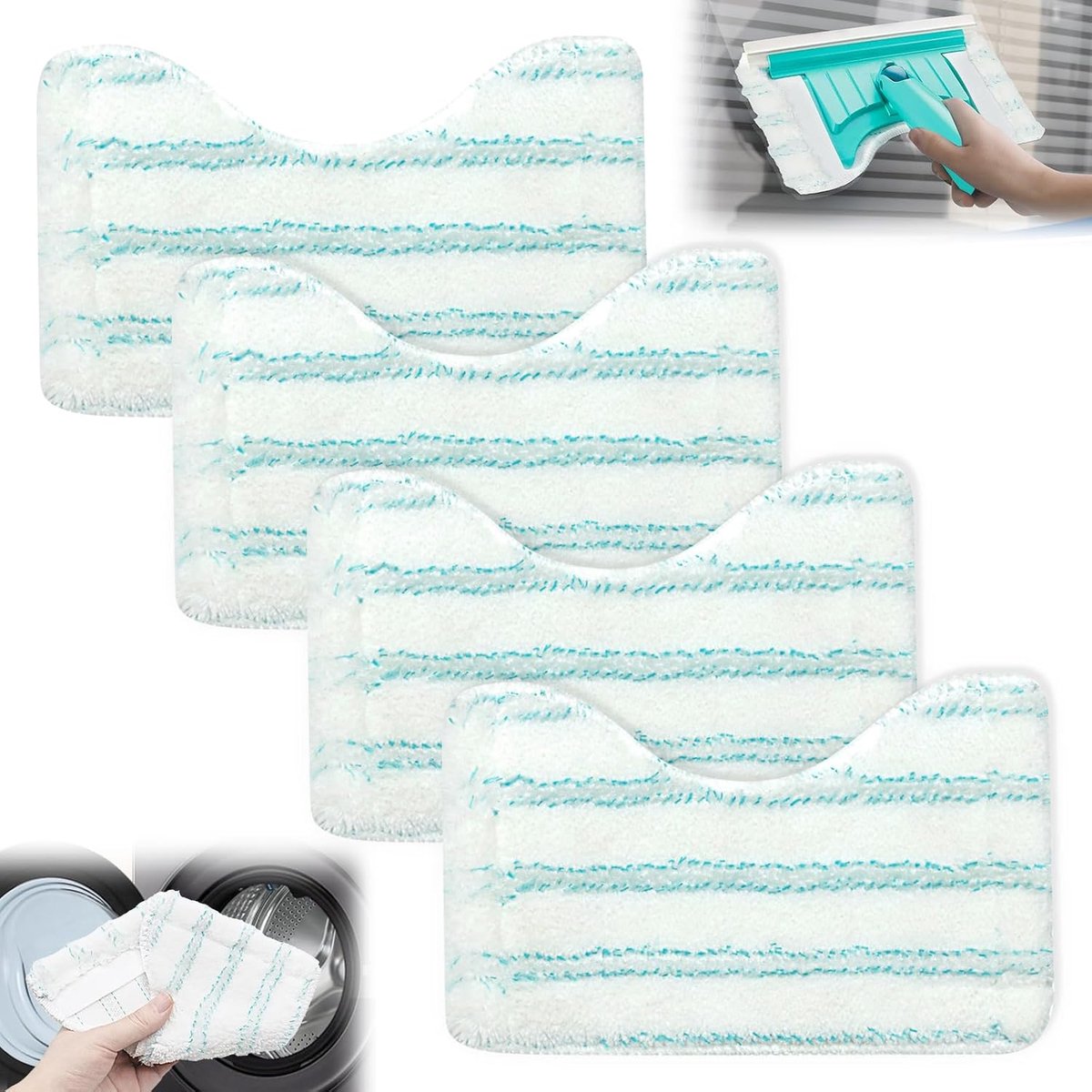 4 stuks reservehoes badreiniger voor Leifheit vervangende hoes Bath Cleaner Micro Duo, 20 x 12,5 cm vloerwisser voor Leifheit vervangende accessoires, voor tegelreiniging
