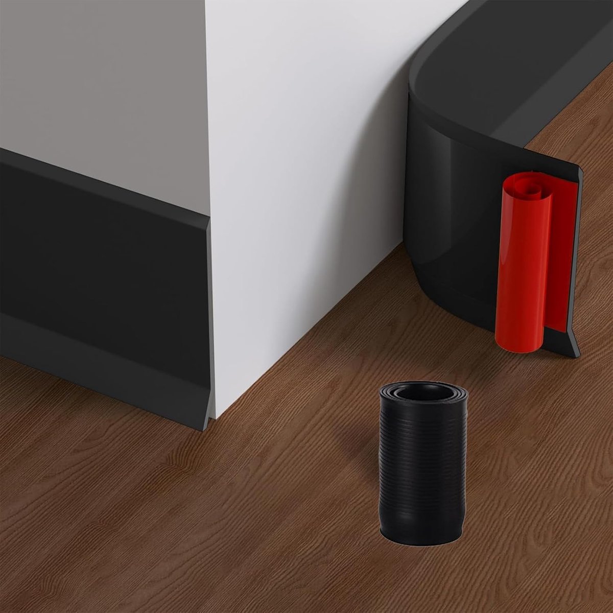 plint, zelfklevend, pvc-plint, zelfklevend voor keuken en badkamer, flexibele kniklijst plint, zelfklevende eindlijst, breedte 10 cm (zwart, 3 m)