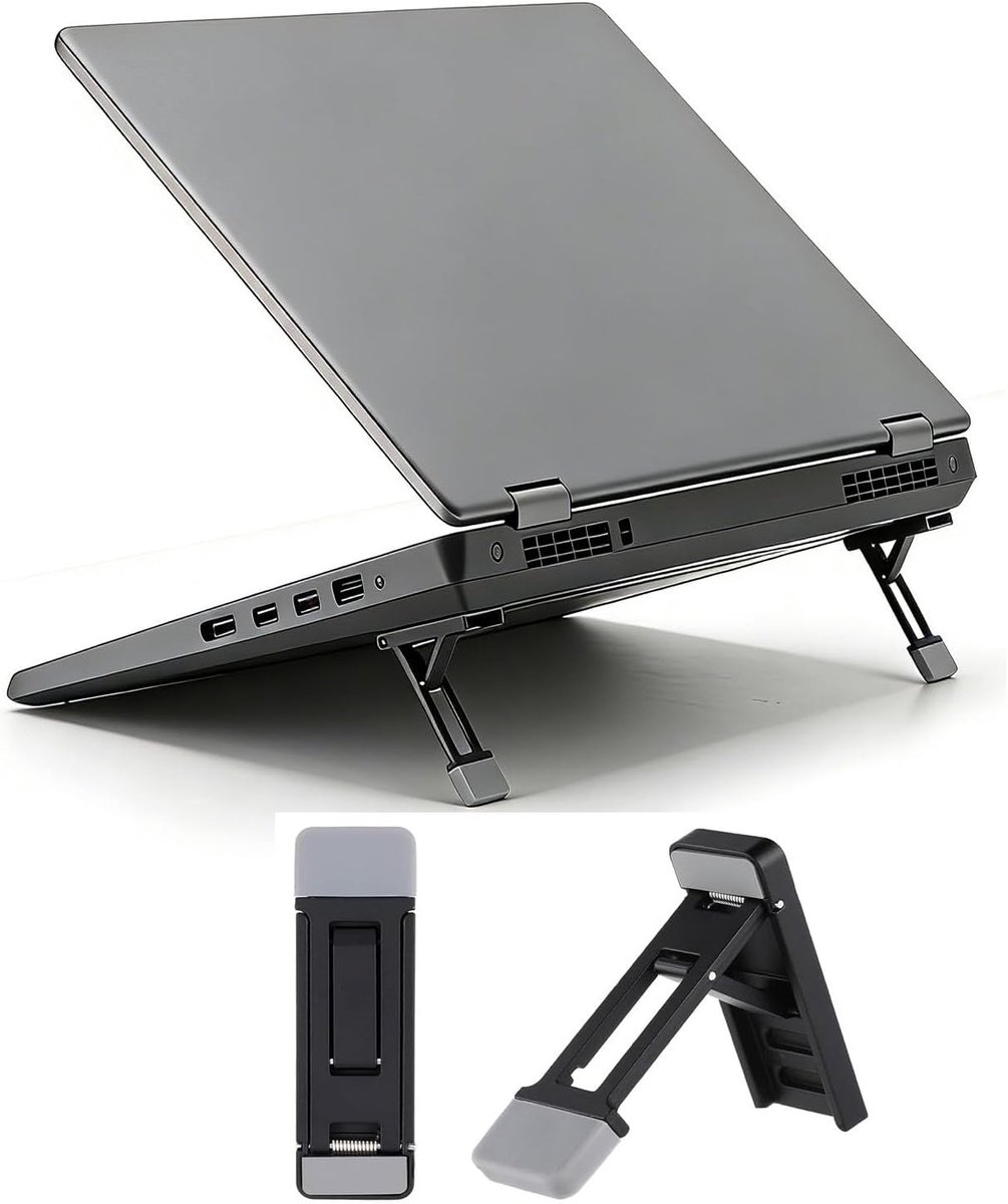 2 stuks mini-laptopstandaard voor toetsenborden, in 3 standen in hoogte verstelbaar, inklapbaar, draagbare kleefhouder voor kleine laptops, met antislip siliconen pads, geschikt voor de meeste