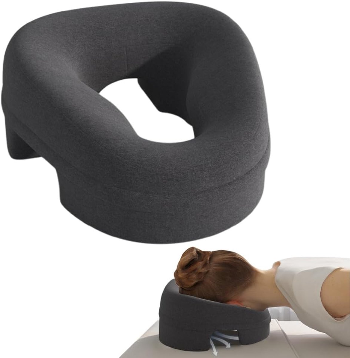 massagehoofdsteun voor bed, gatkussen, massagehoofdsteun, massagekussen, hoofdgat van traagschuim, hoofdsteun voor massagetafel voor spa-salon, massagebed (grijs)